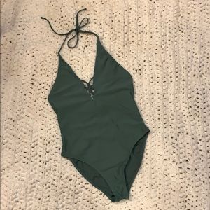 Xhilaration Macramé Halter One-Piece Swimsuit